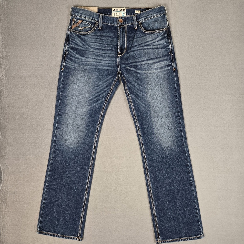 Ariat M7 Jeans Mens 36x34 Slim Fit Summit Nassau Blue Straight Leg Western NWT